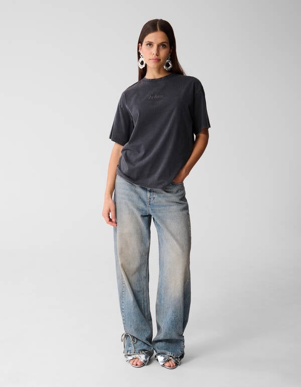 Oversized Washed T-shirt Donkergrijs SHOEBY WOMEN