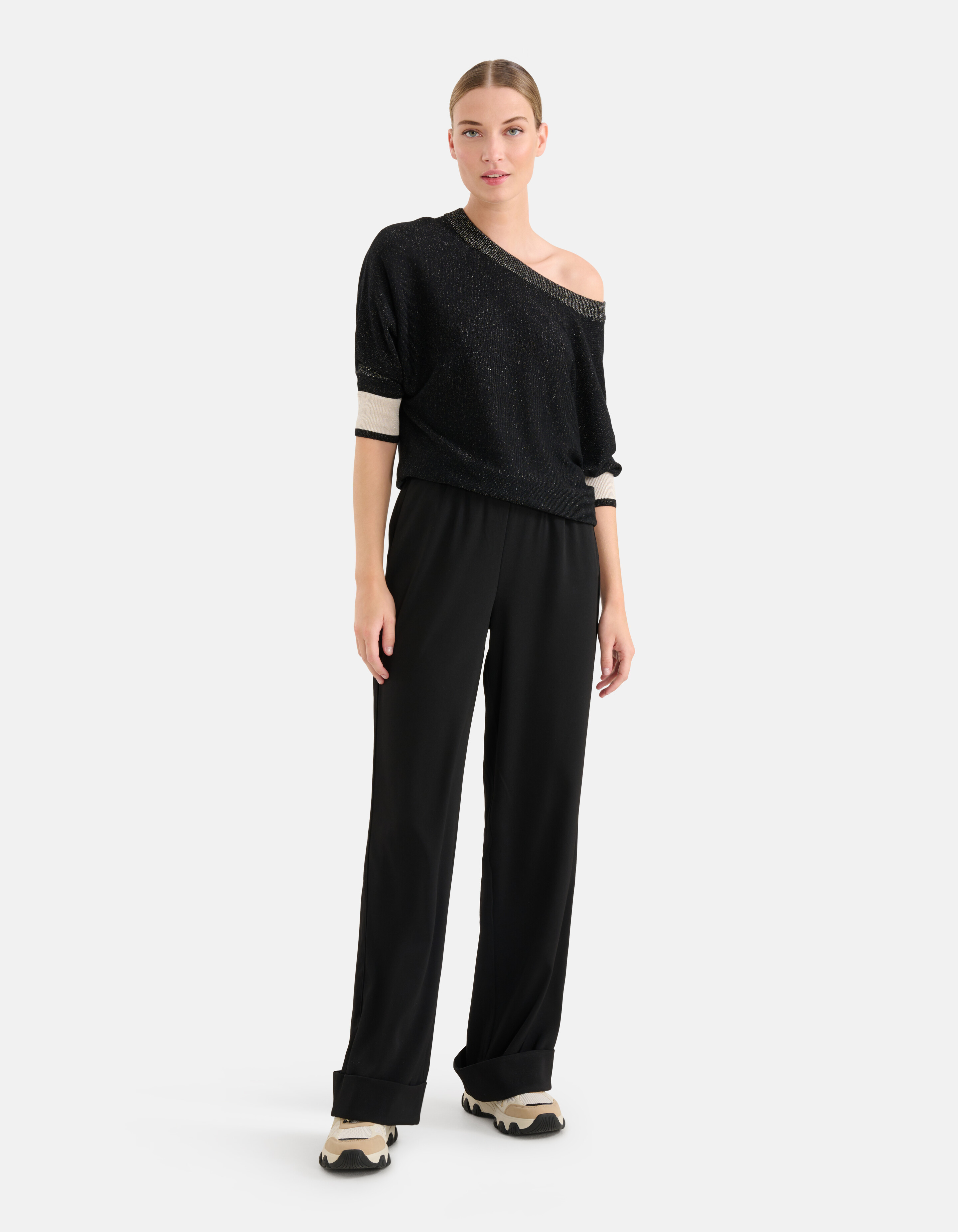 Colorblock Vleermuismouwen Trui Zwart By Mieke SHOEBY WOMEN