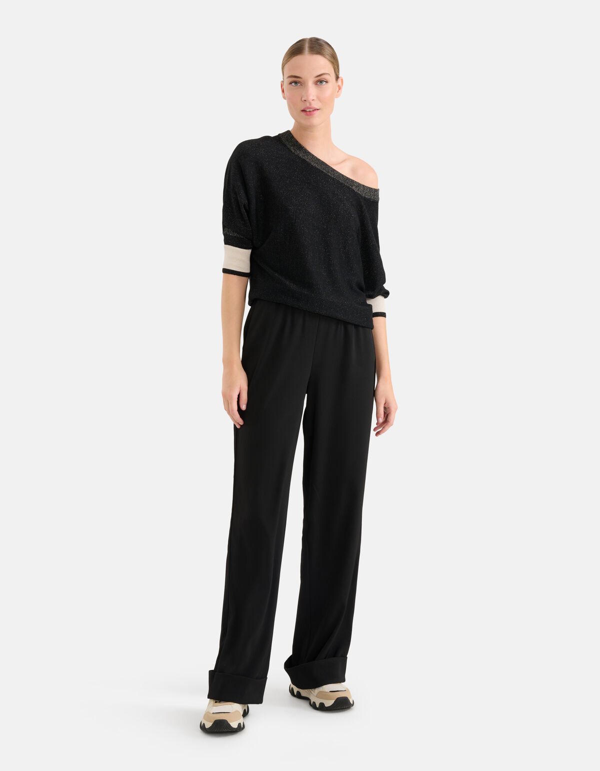 Colorblock Vleermuismouwen Trui Zwart SHOEBY WOMEN