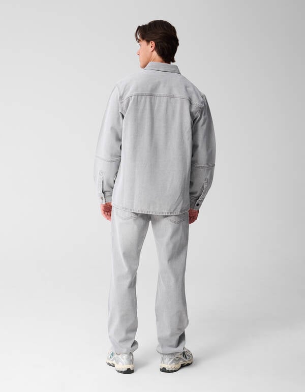 Patched Denim Overshirt Grijs SHOEBY MEN