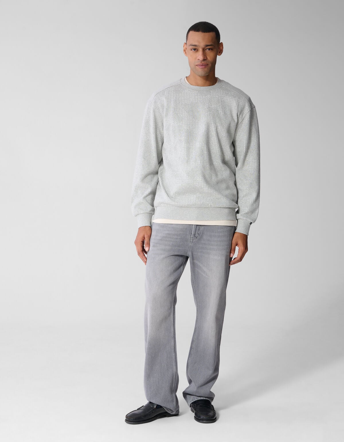 Camo Structure Sweater Lichtgrijs SHOEBY MEN