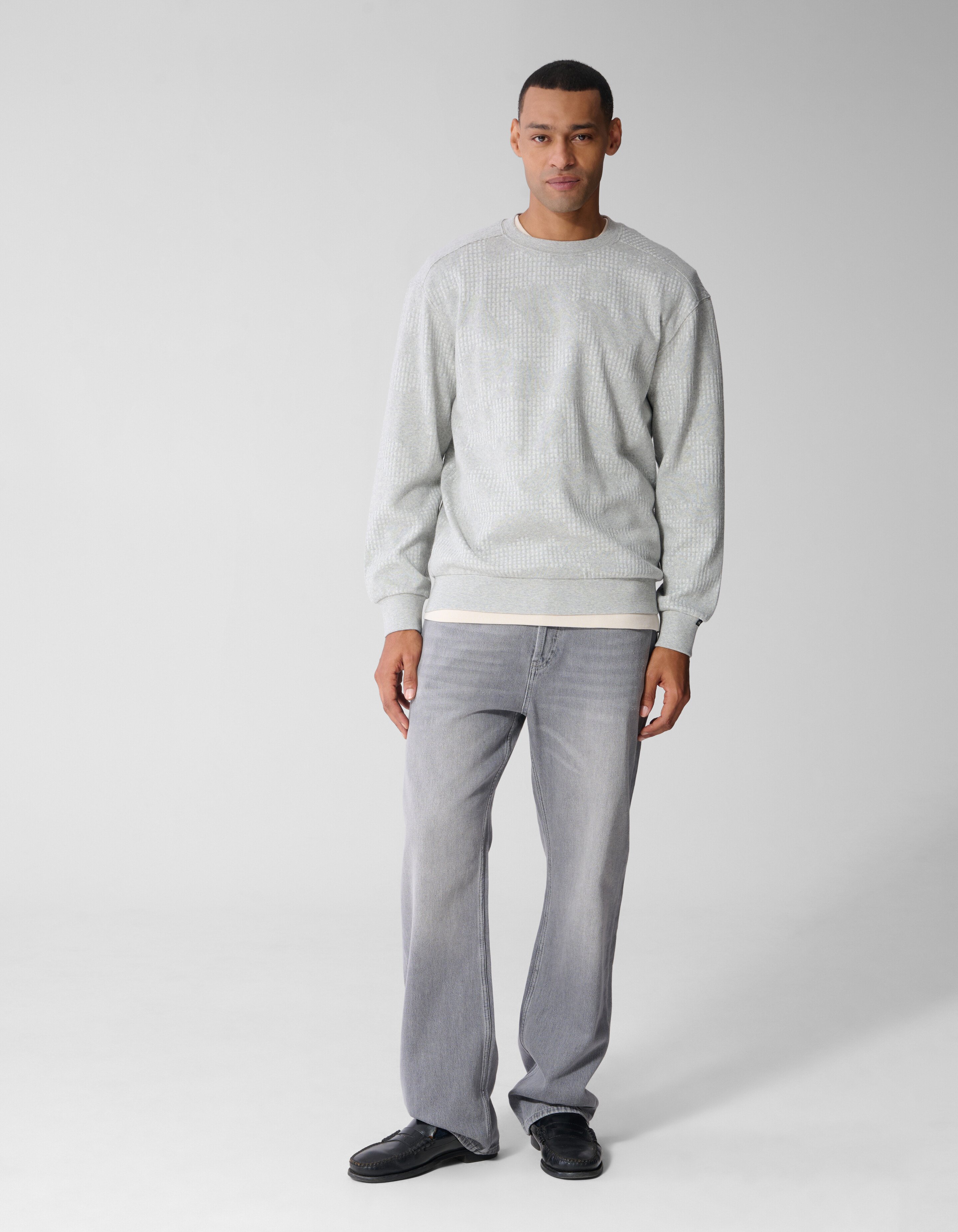 Camo Structure Sweater Lichtgrijs SHOEBY MEN