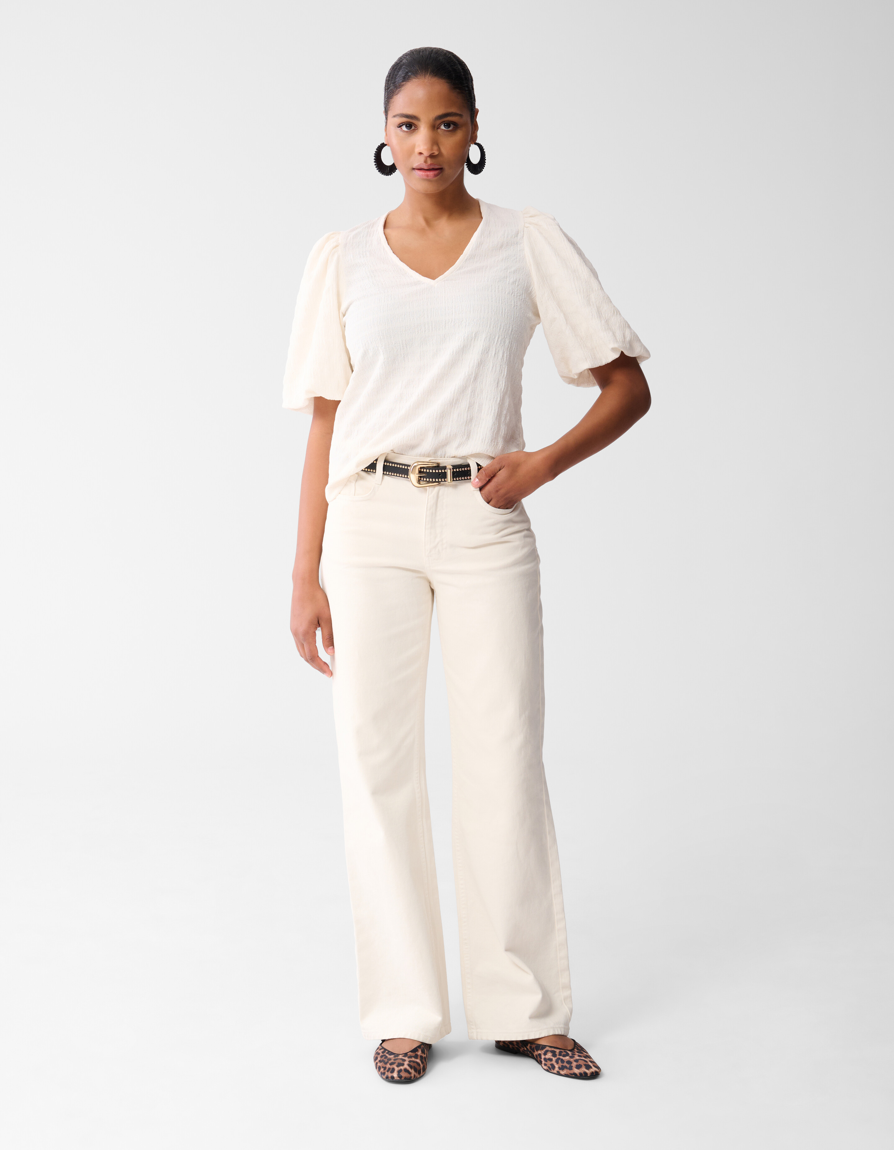 Crinkle Top Gebroken Wit SHOEBY WOMEN