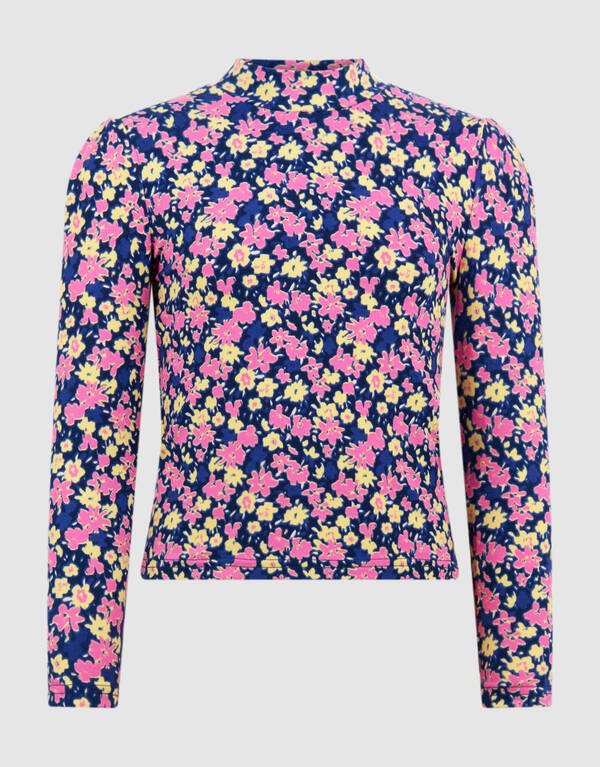 Flower Longsleeve Top Donkerblauw/Roze SHOEBY GIRLS