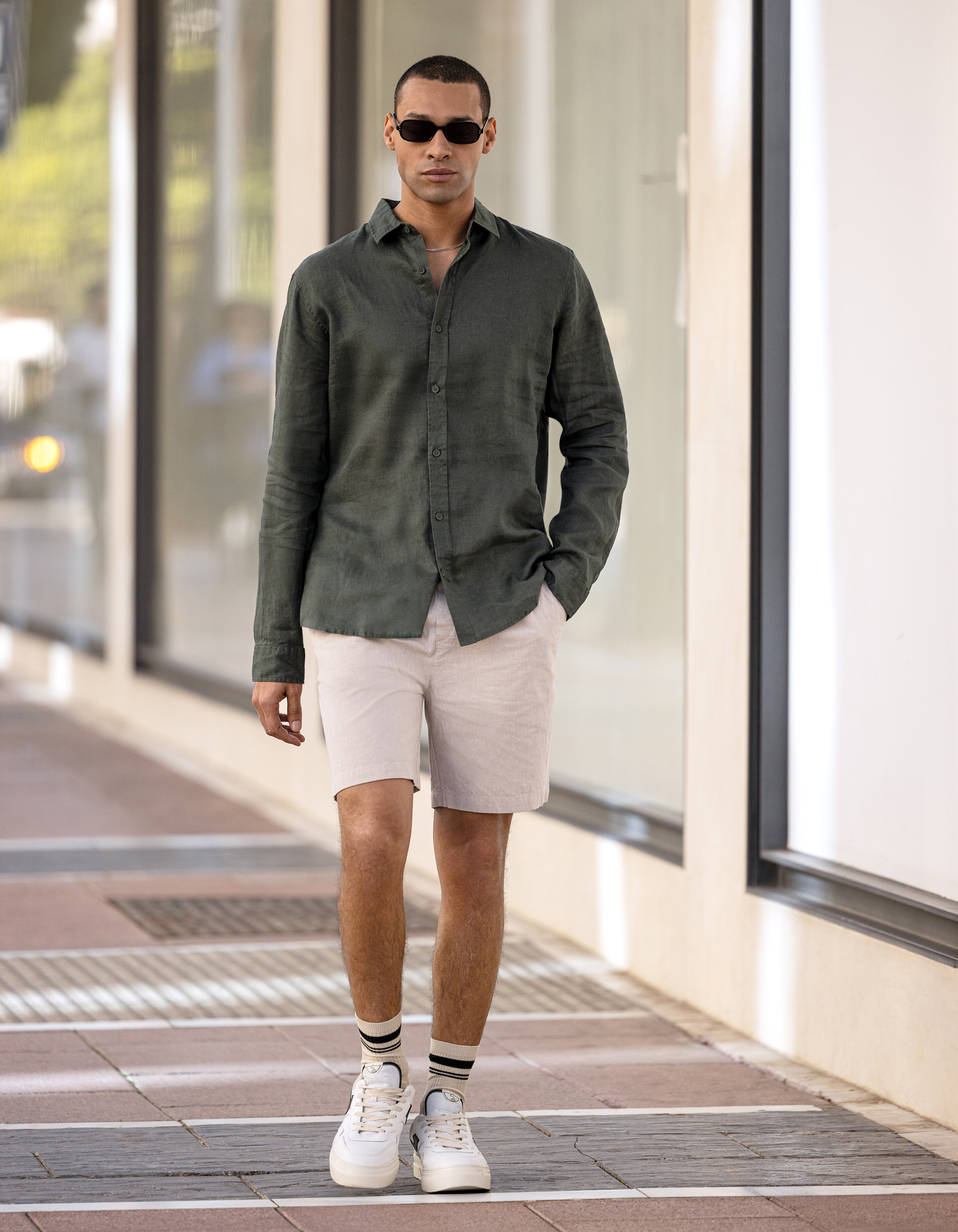 Waffle Overhemd Donkergroen SHOEBY MEN