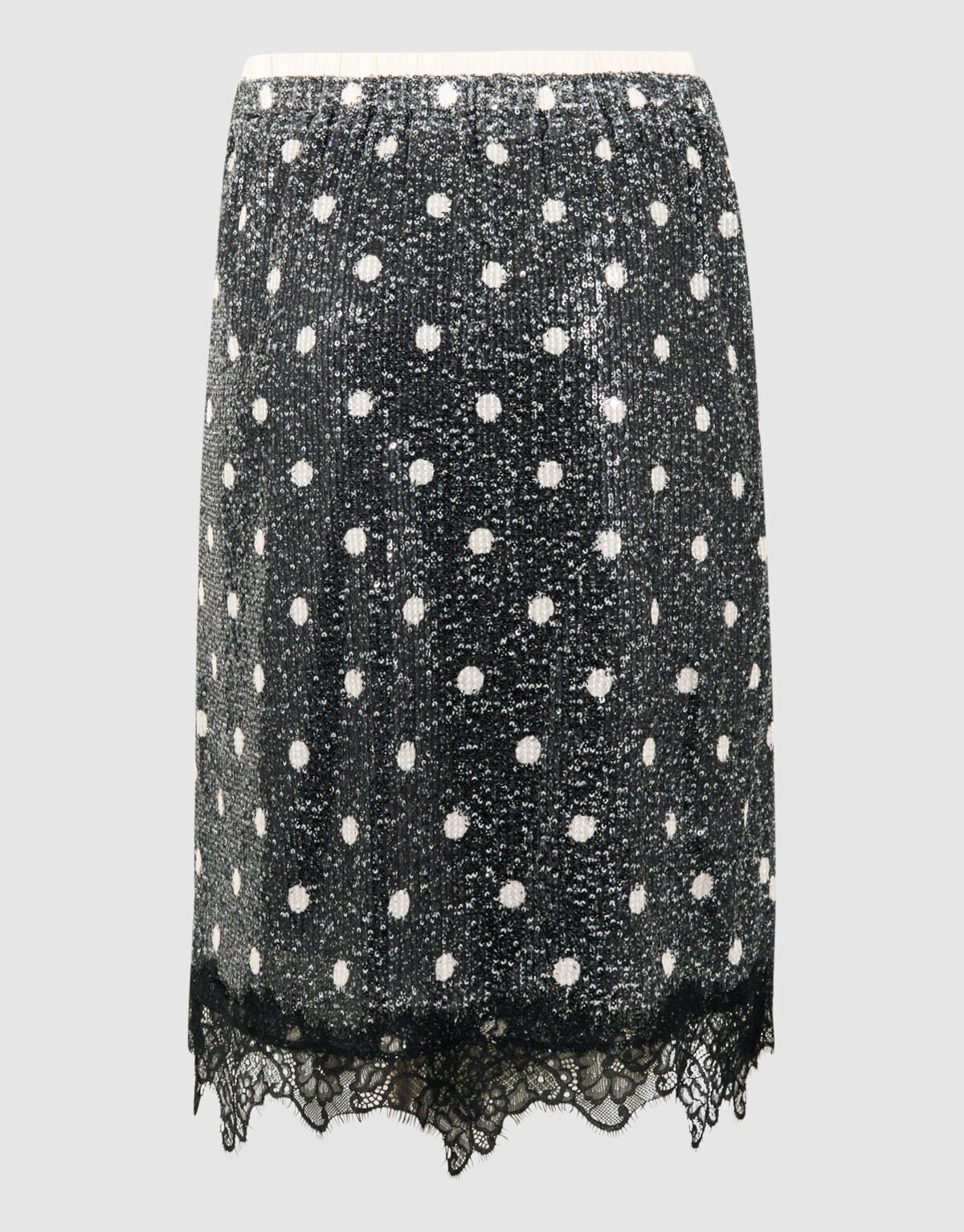 Sequin Polkadot Midi Rok Donkergrijs SHOEBY WOMEN