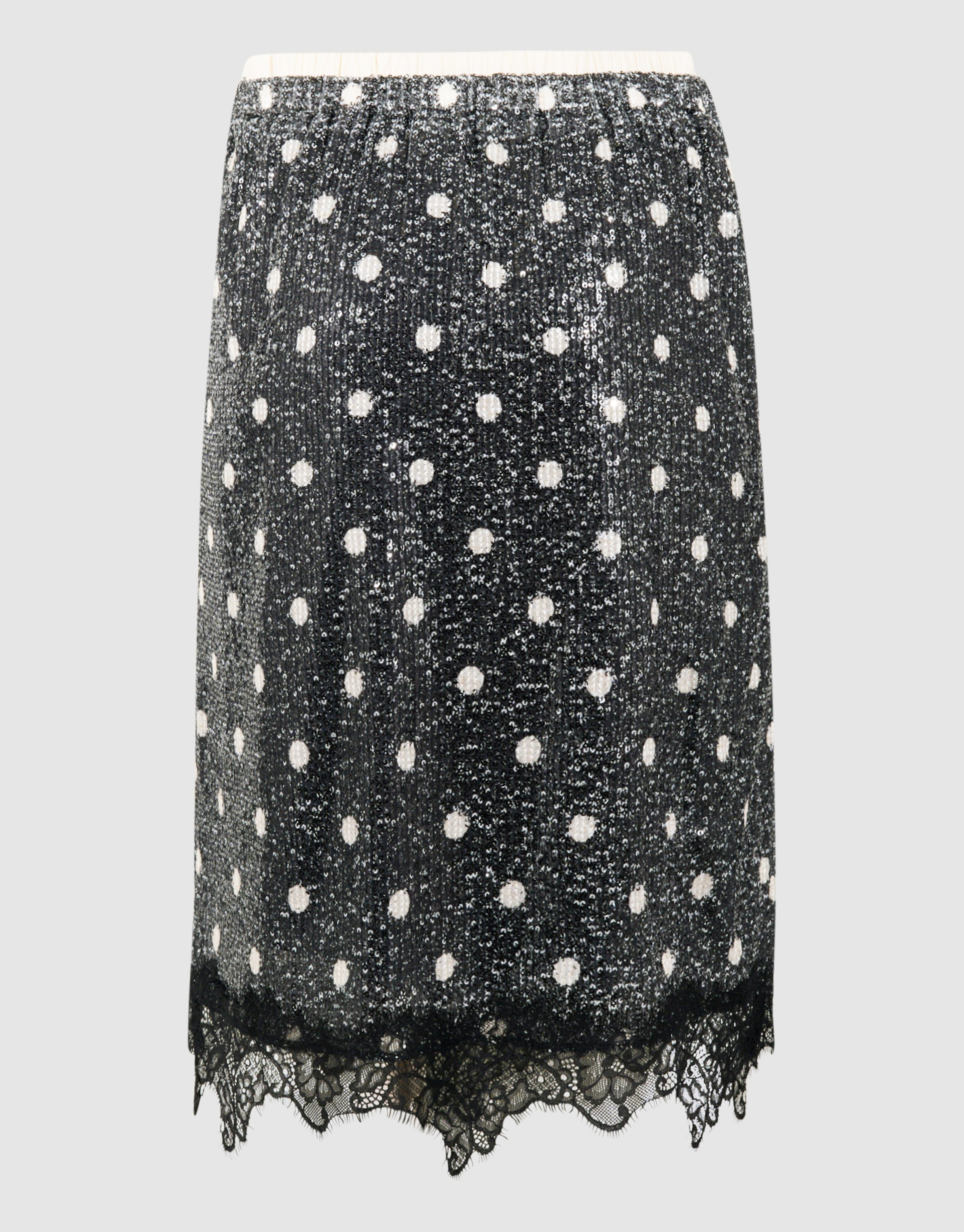 Sequin Polkadot Midi Rok Donkergrijs SHOEBY WOMEN