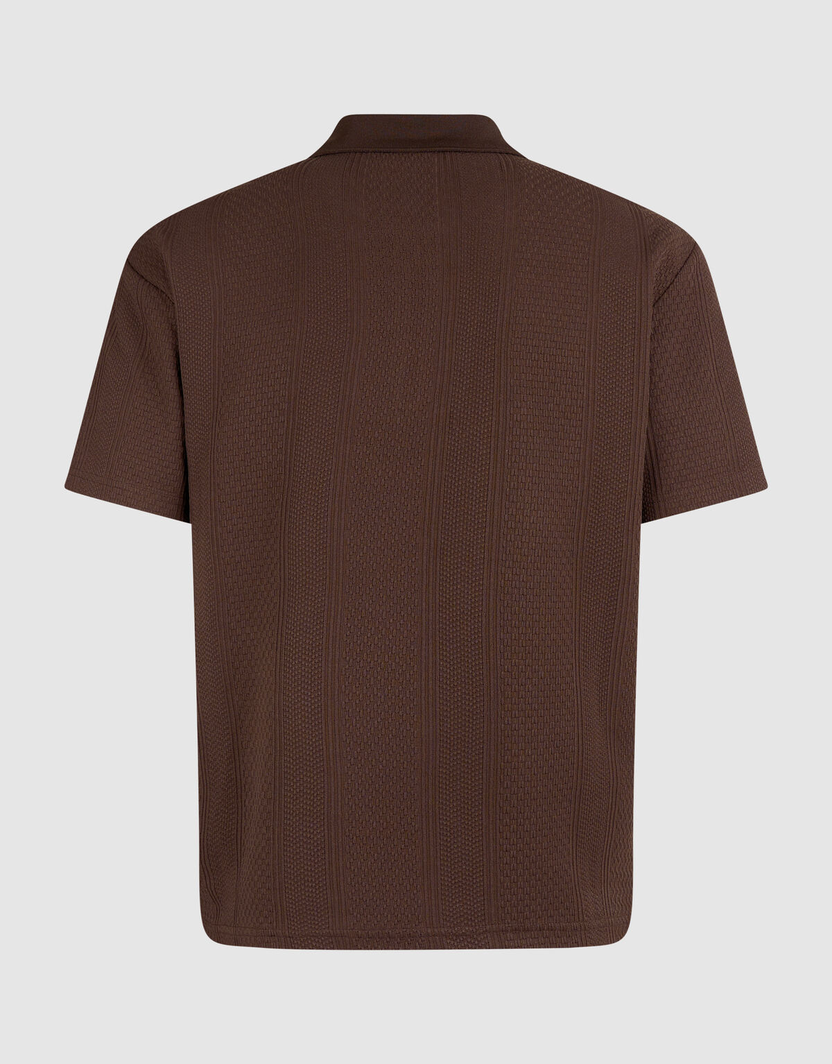 Stripe Structuur Zip Polo Donkerbruin SHOEBY MEN