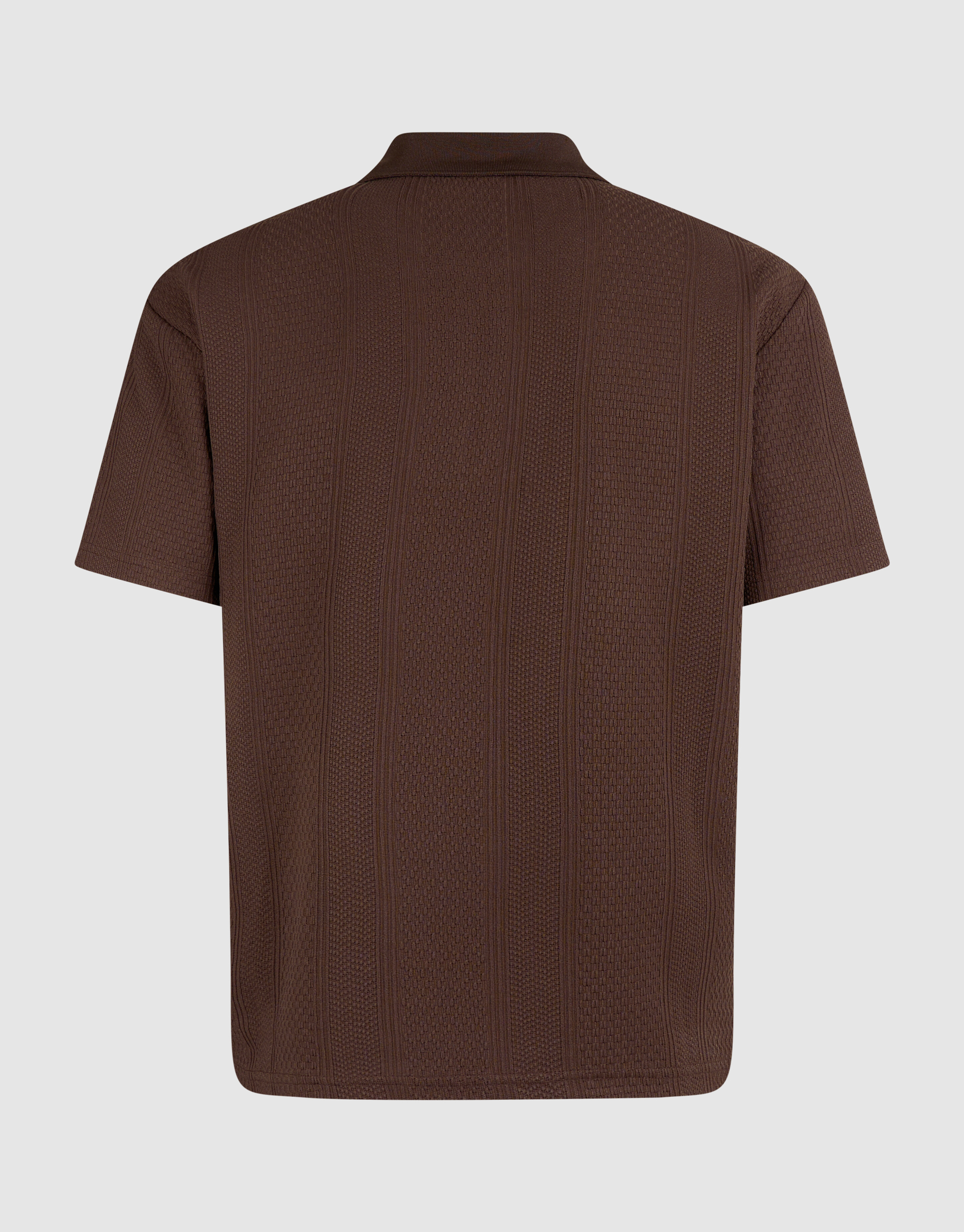 Stripe Structuur Zip Polo Donkerbruin SHOEBY MEN