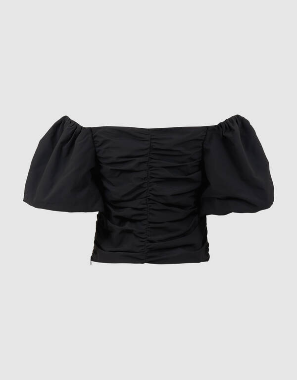 Geplooide Off Shoulder Top Zwart By Fred SHOEBY WOMEN
