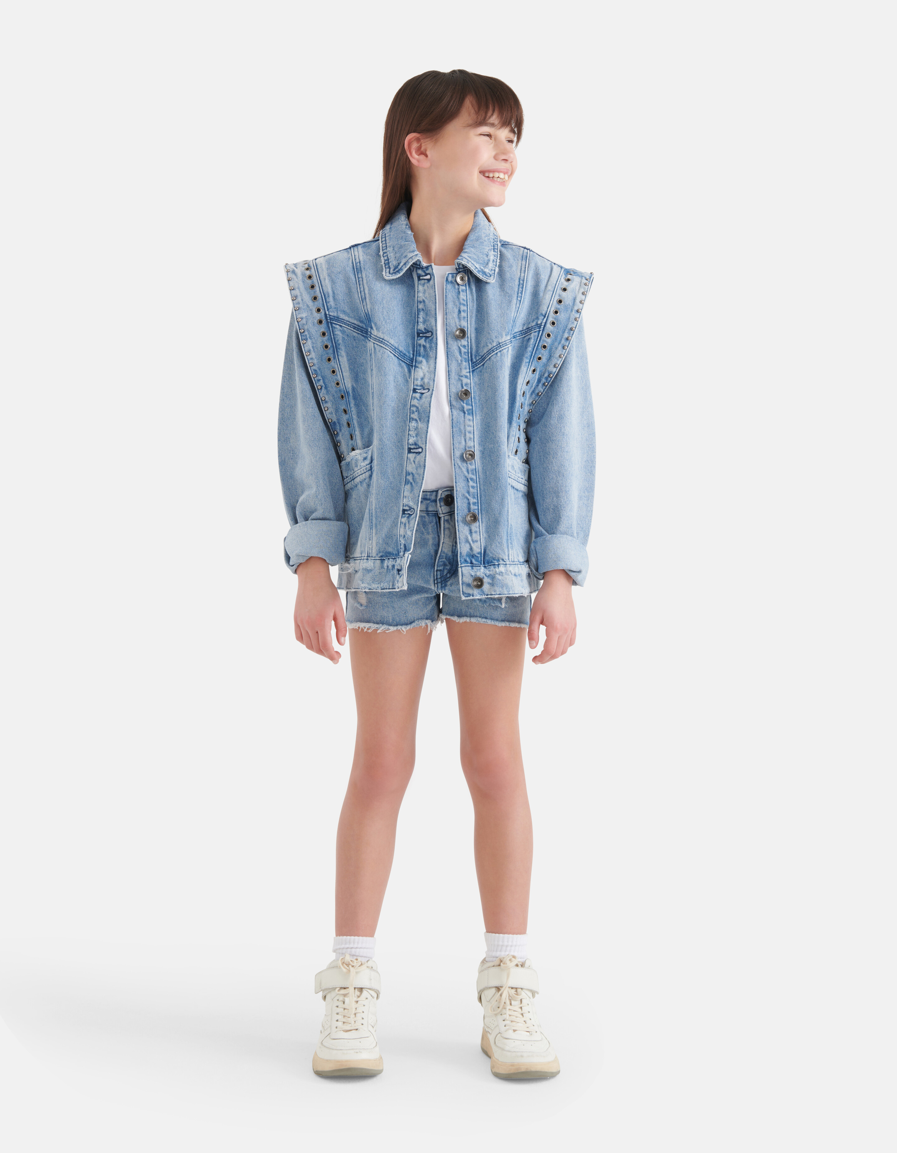 Destroyed Denim Short Blauw By Nicolette SHOEBY GIRLS