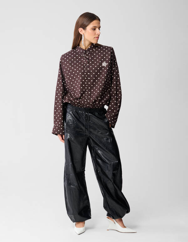 Polkadot Blouse Donkerbruin SHOEBY WOMEN