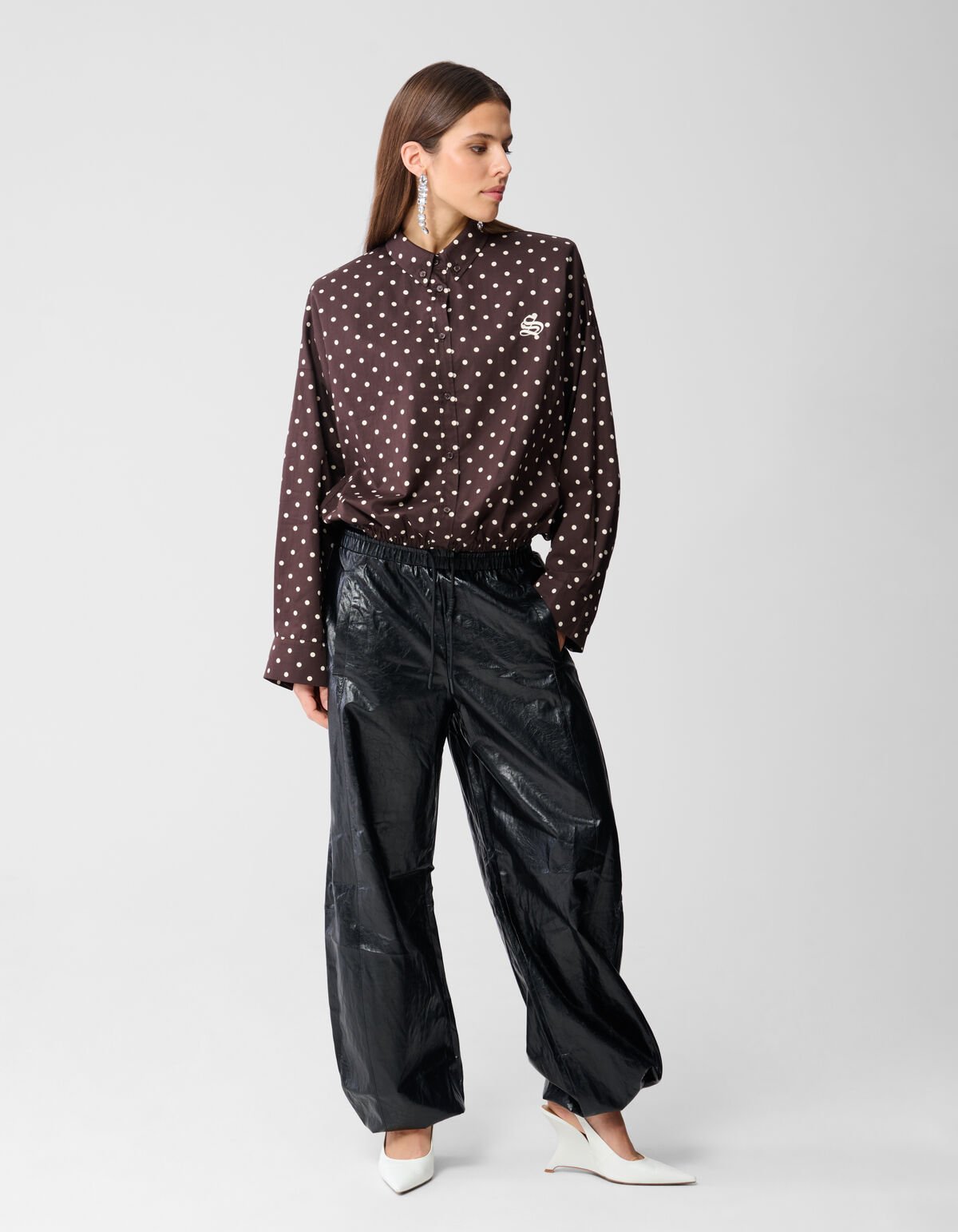 Polkadot Blouse Donkerbruin SHOEBY WOMEN