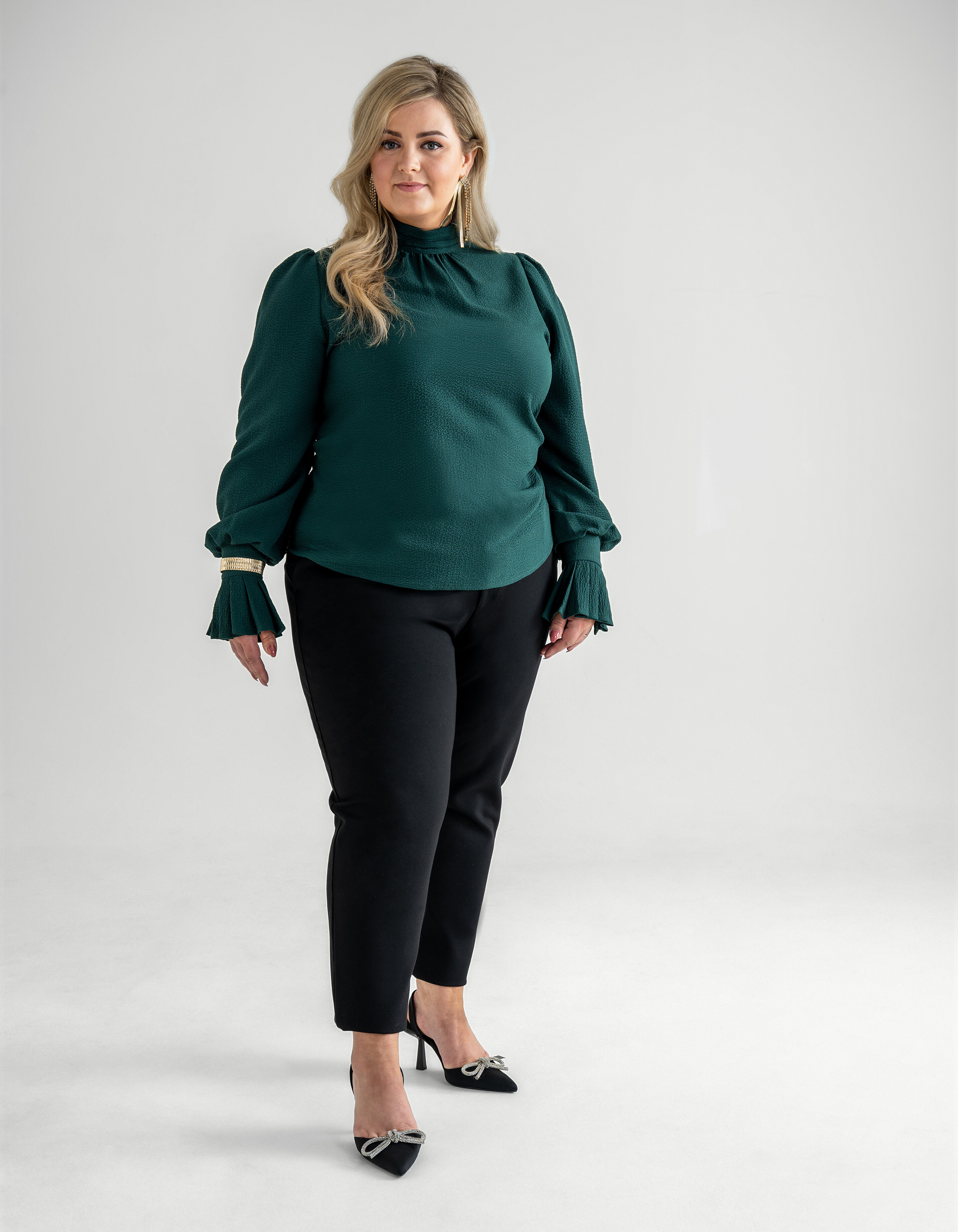 Volumineuze Mouwen Blouse Groen SHOEBY WOMEN