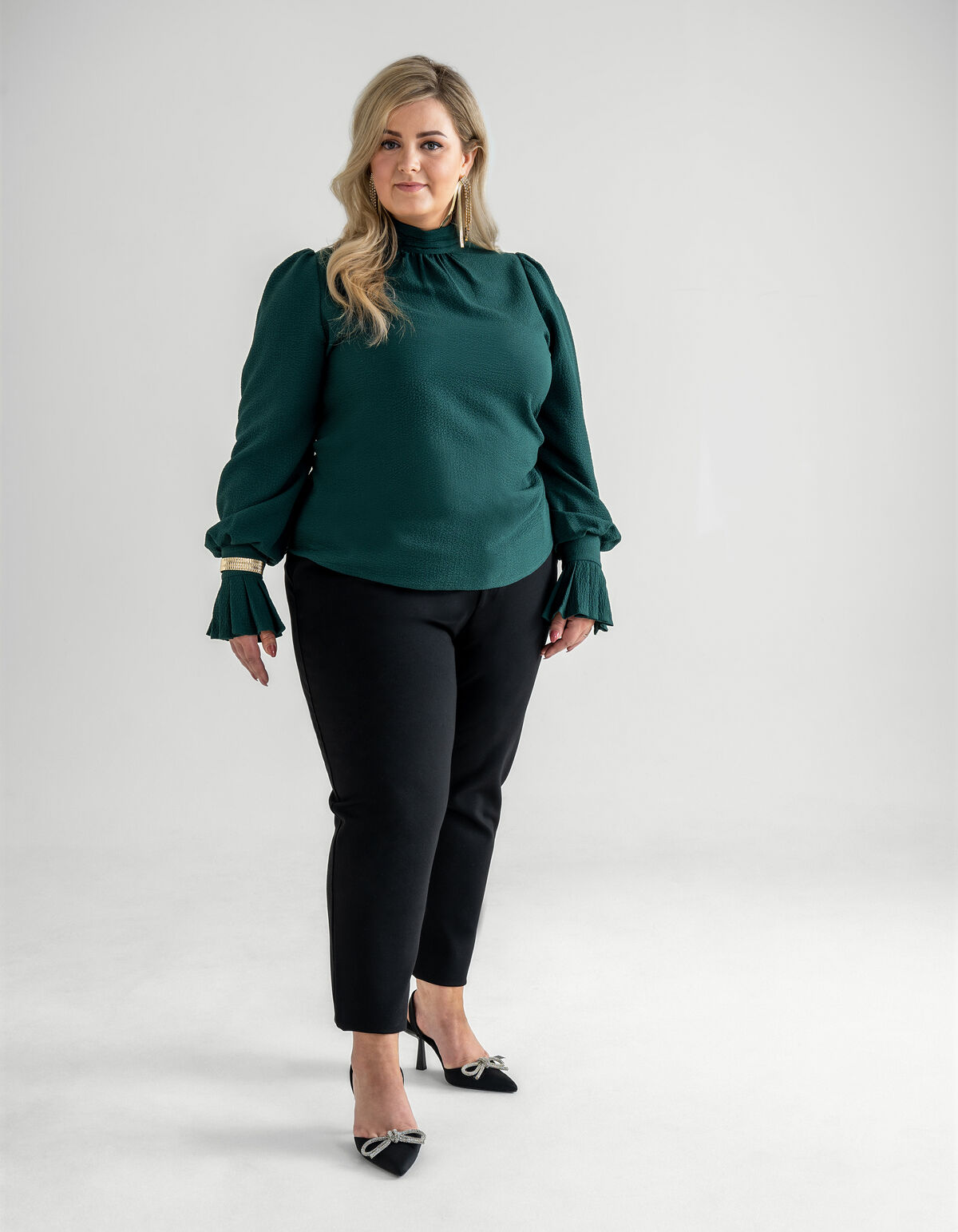 Volumineuze Mouwen Blouse Groen SHOEBY WOMEN