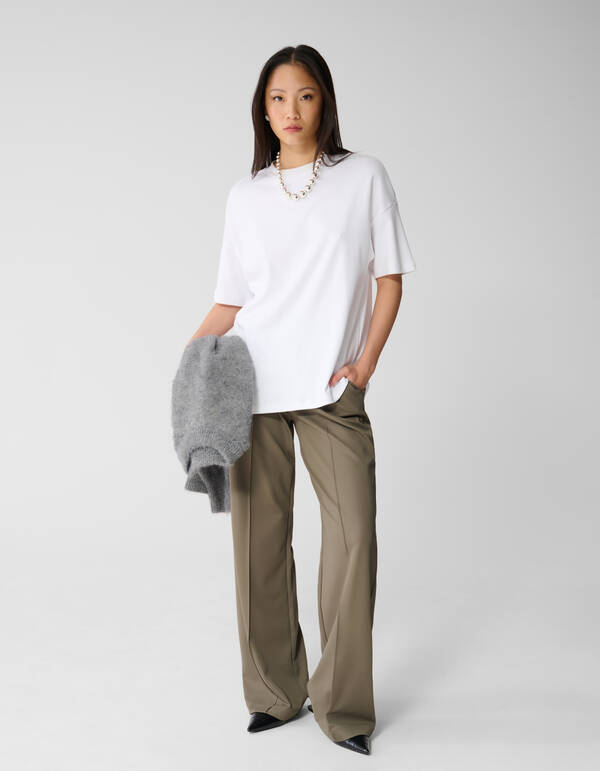 Basis Wide Leg Broek Donkergroen SHOEBY WOMEN