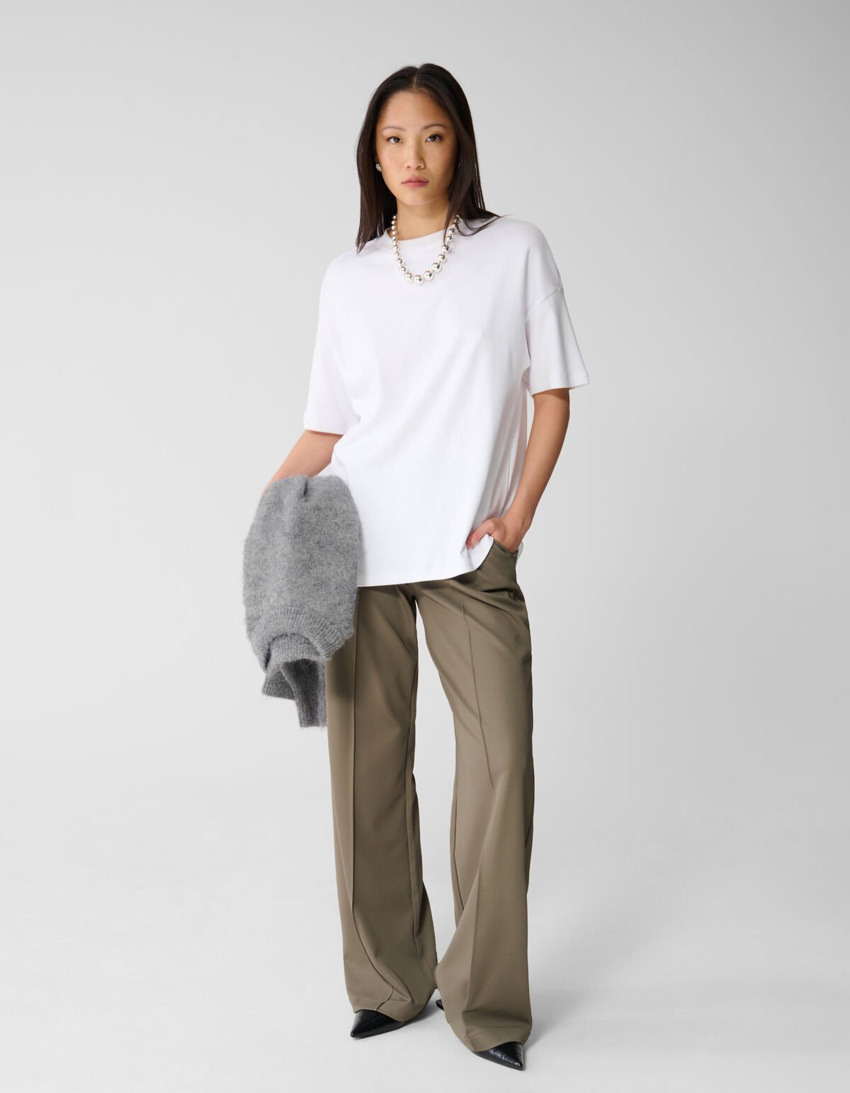 Basis Wide Leg Broek Donkergroen SHOEBY WOMEN