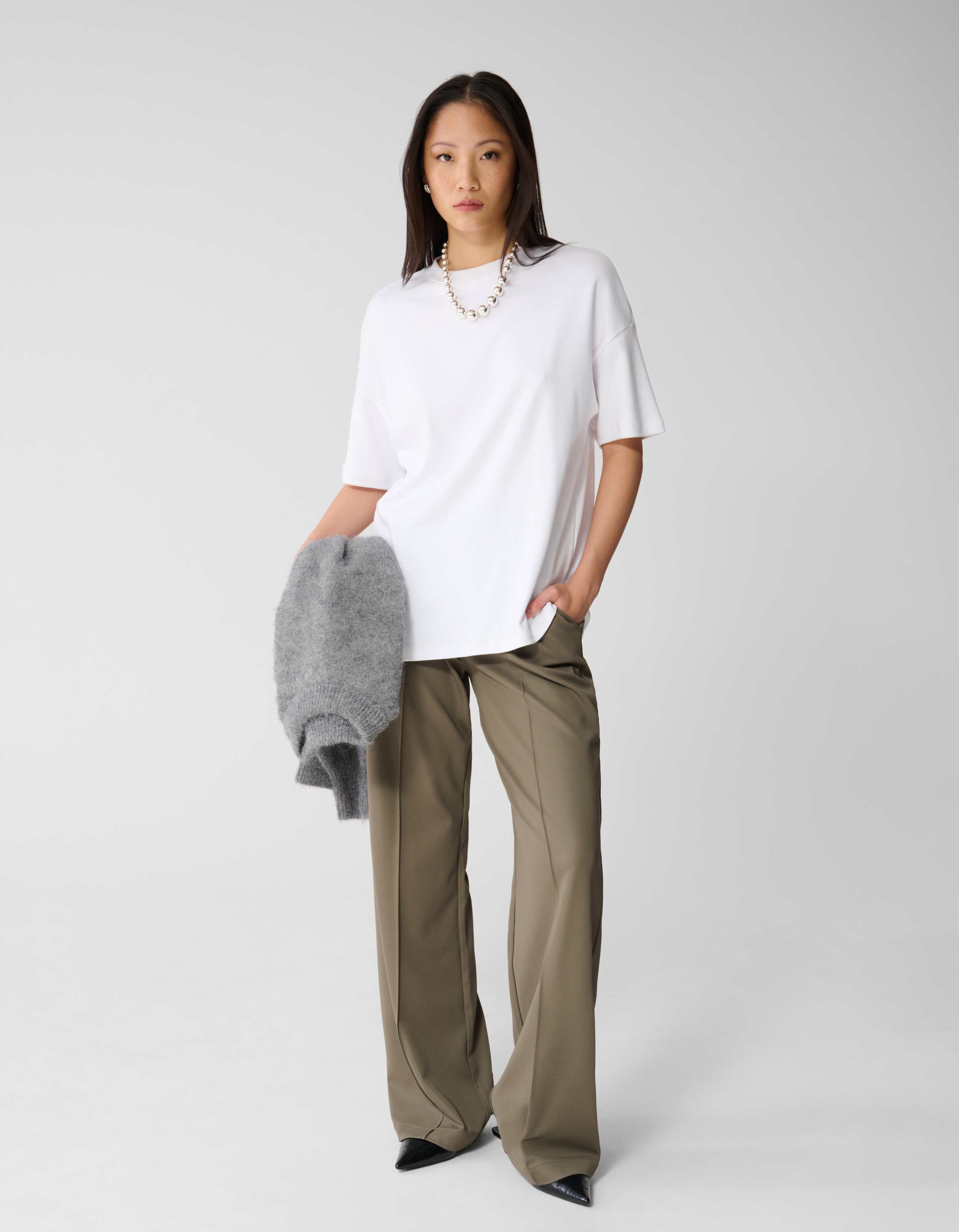 Basis Wide Leg Broek Donkergroen SHOEBY WOMEN