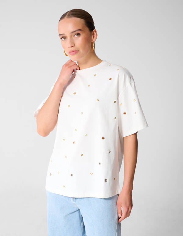 Oversized Eyelet T-shirt Wit SHOEBY WOMEN