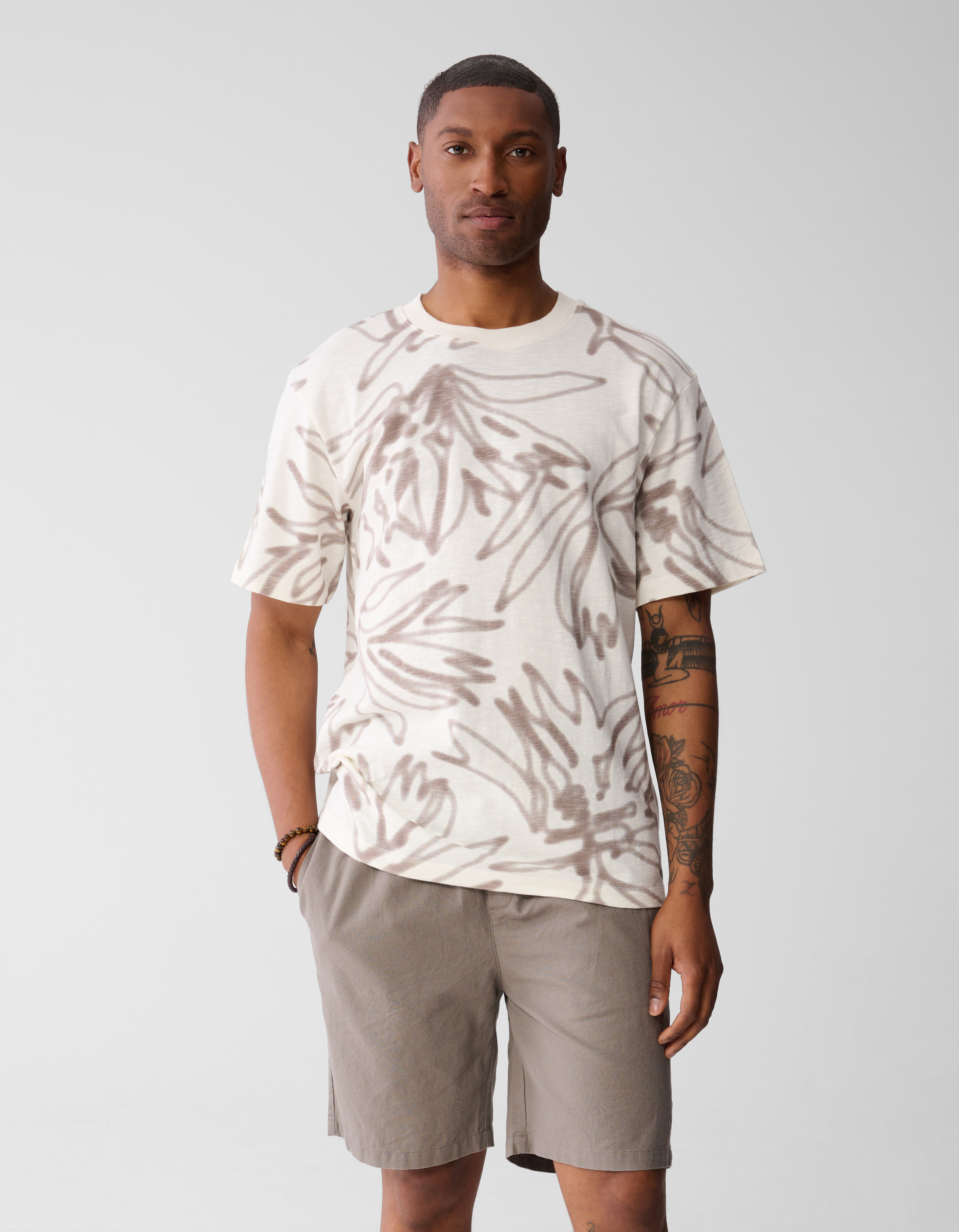 Printed T-shirt Gebroken Wit SHOEBY MEN
