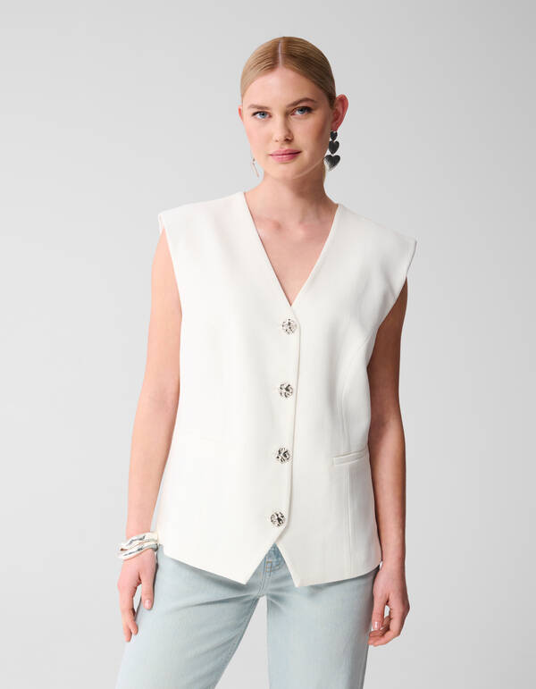 Oversized Gilet Gebroken Wit SHOEBY WOMEN