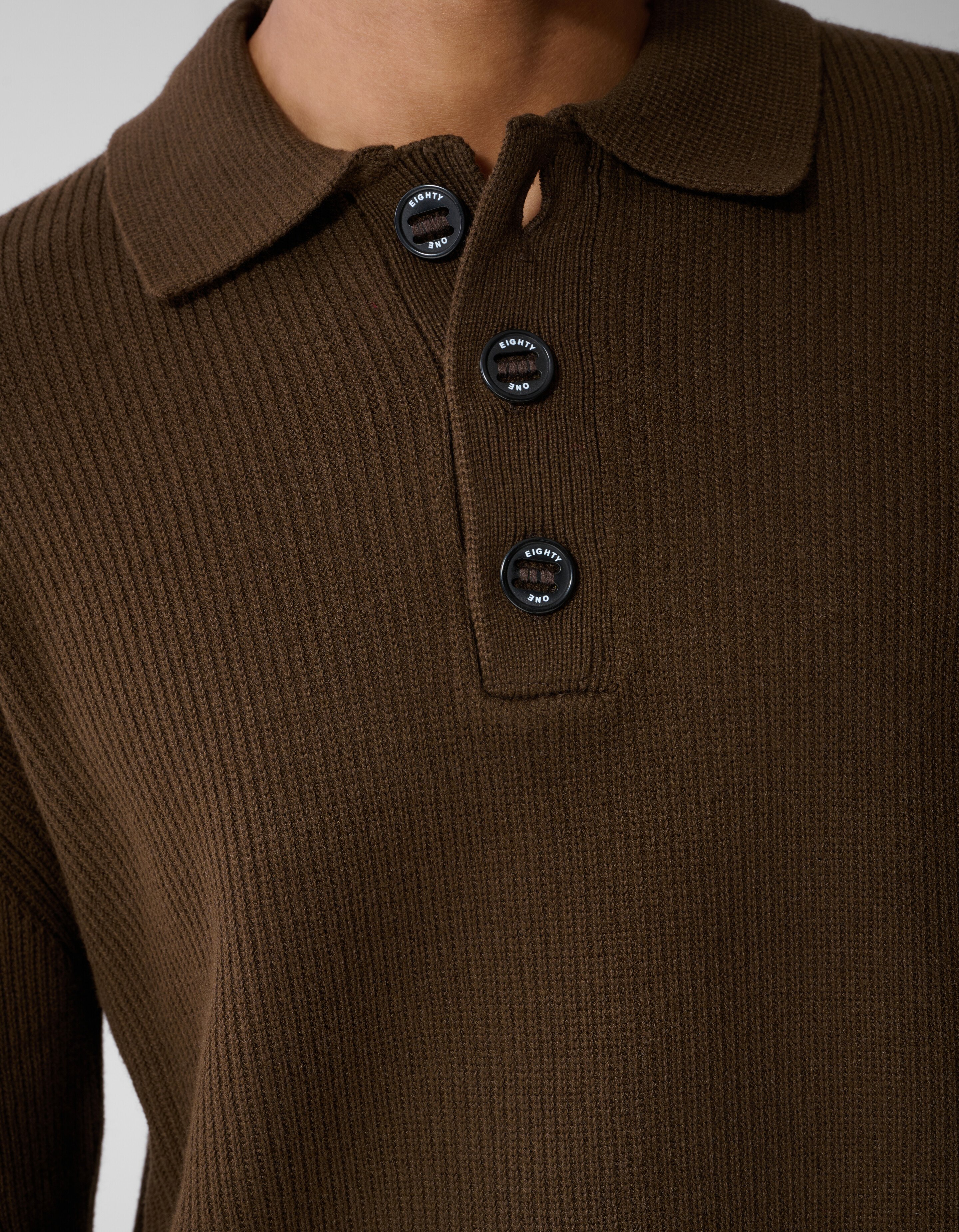 Heavy Gebreide Polo Bruin SHOEBY MEN