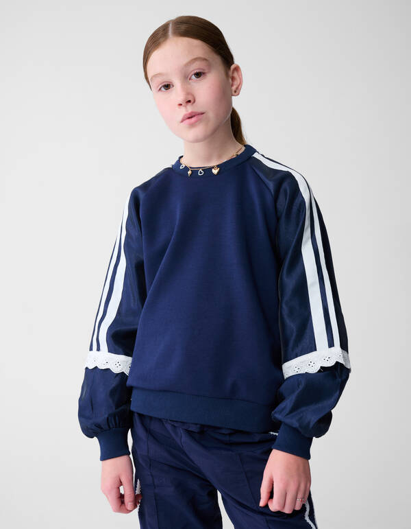 Satijnen Kanten Sweater Donkerblauw SHOEBY GIRLS