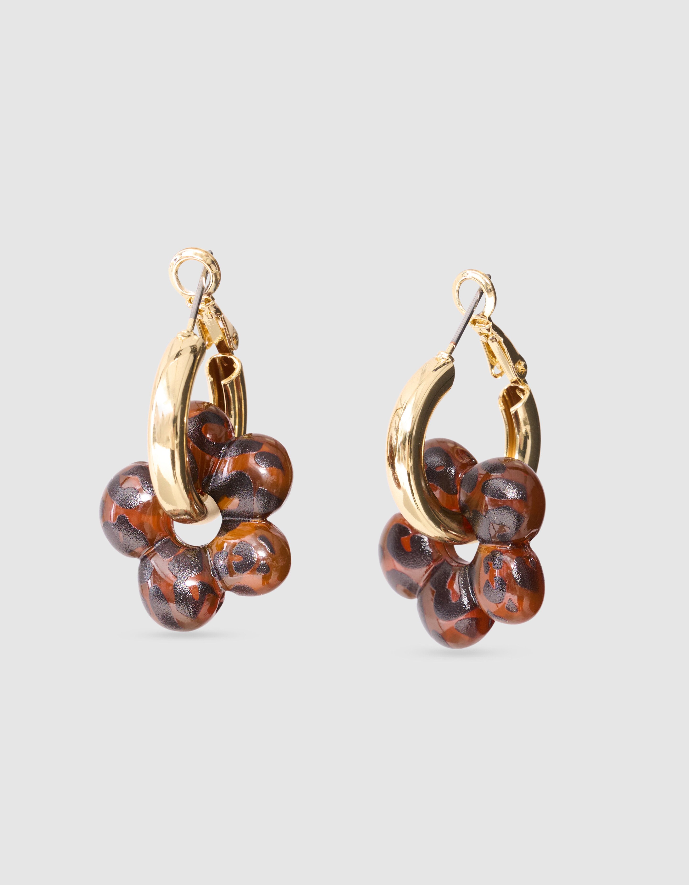 Flower Hoop Oorbellen Bruin SHOEBY ACCESSOIRES