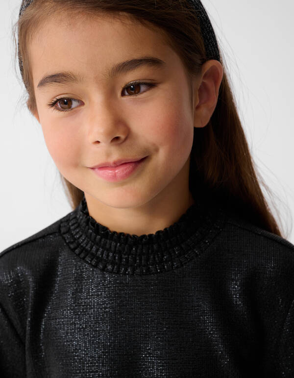 Metallic Longsleeve Top Zwart SHOEBY GIRLS