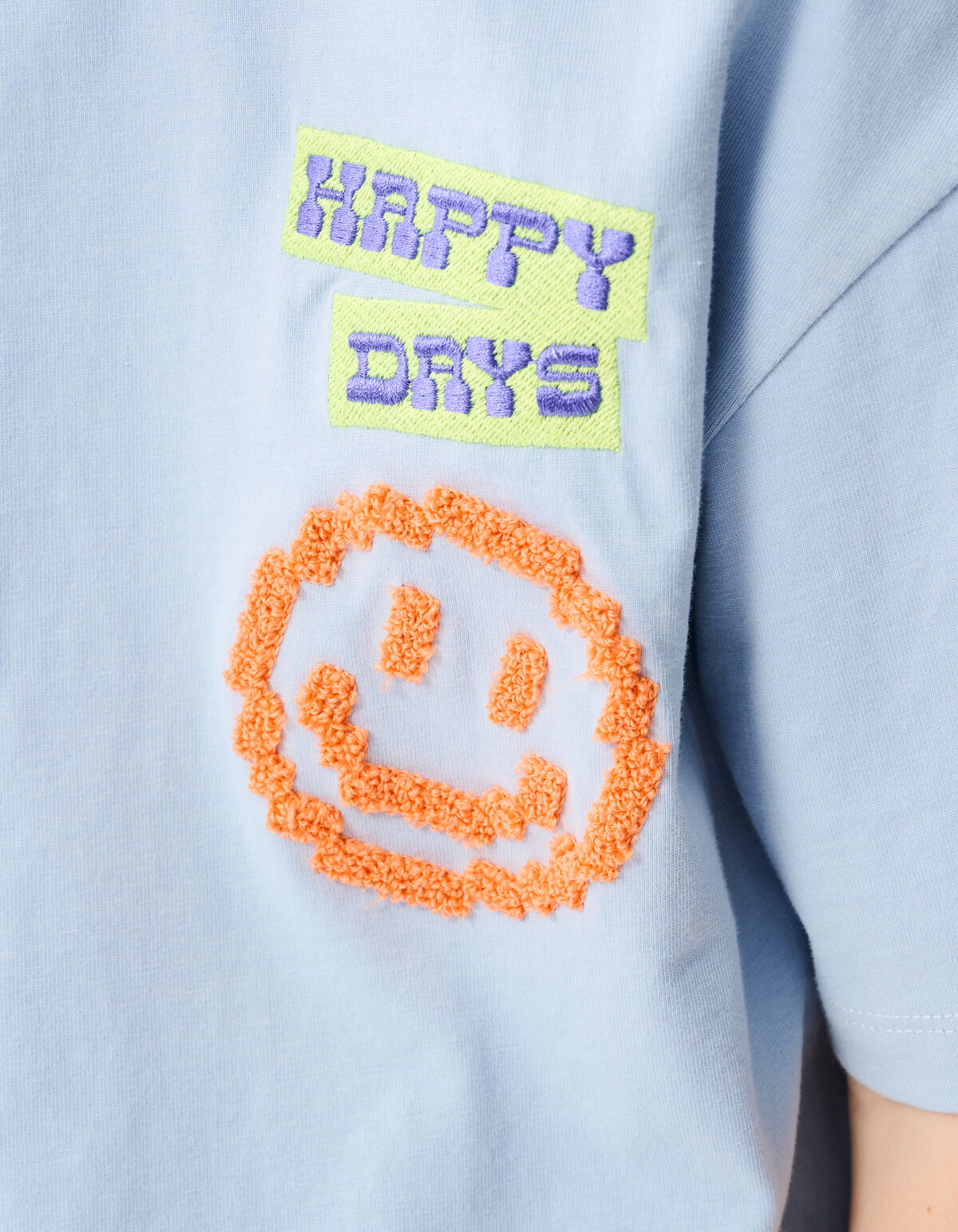 Smiley Artwork T-shirt Lichtblauw SHOEBY BOYS