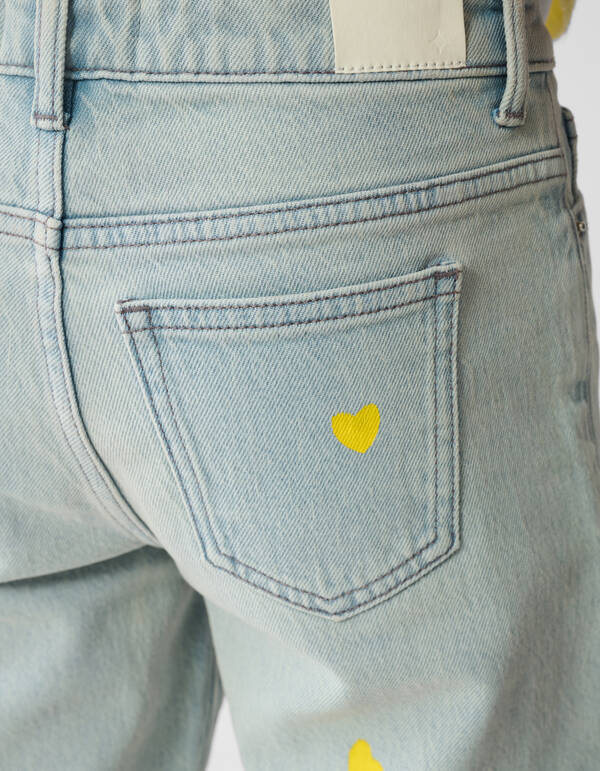 Strass Heart Wide Leg Jeans Bleached SHOEBY GIRLS