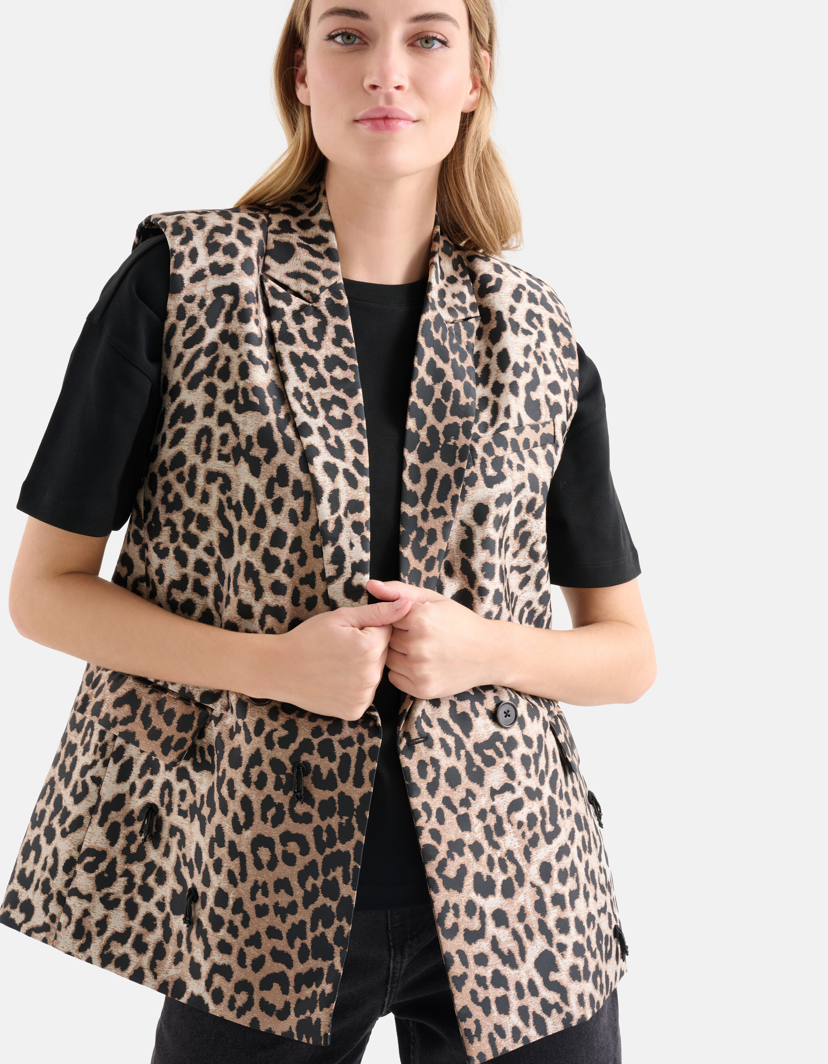 Leopard Jacquard Gilet Bruin SHOEBY WOMEN