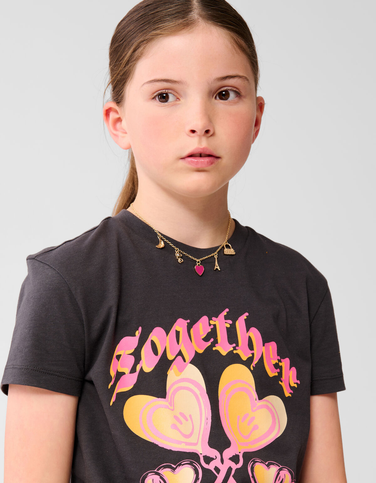 Together Artwork T-shirt Donkergrijs SHOEBY GIRLS