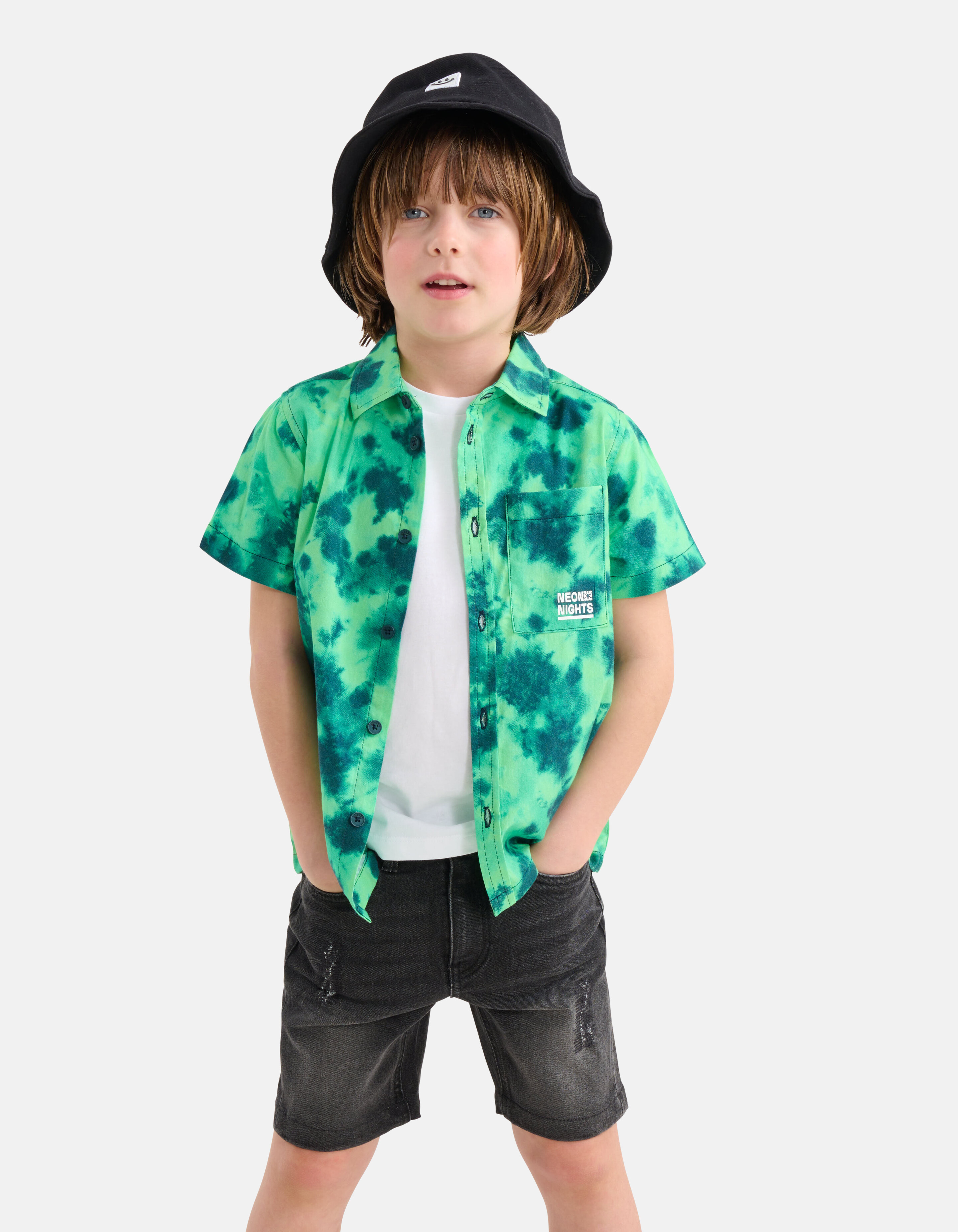 Tie Dye Print Overhemd Groen SHOEBY BOYS