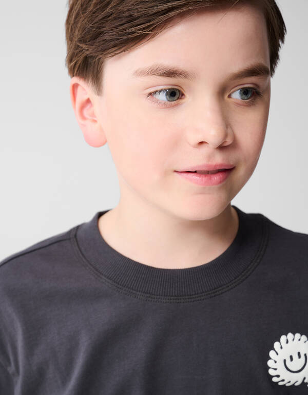 Smiley Sun Artwork T-shirt Donkergrijs SHOEBY BOYS