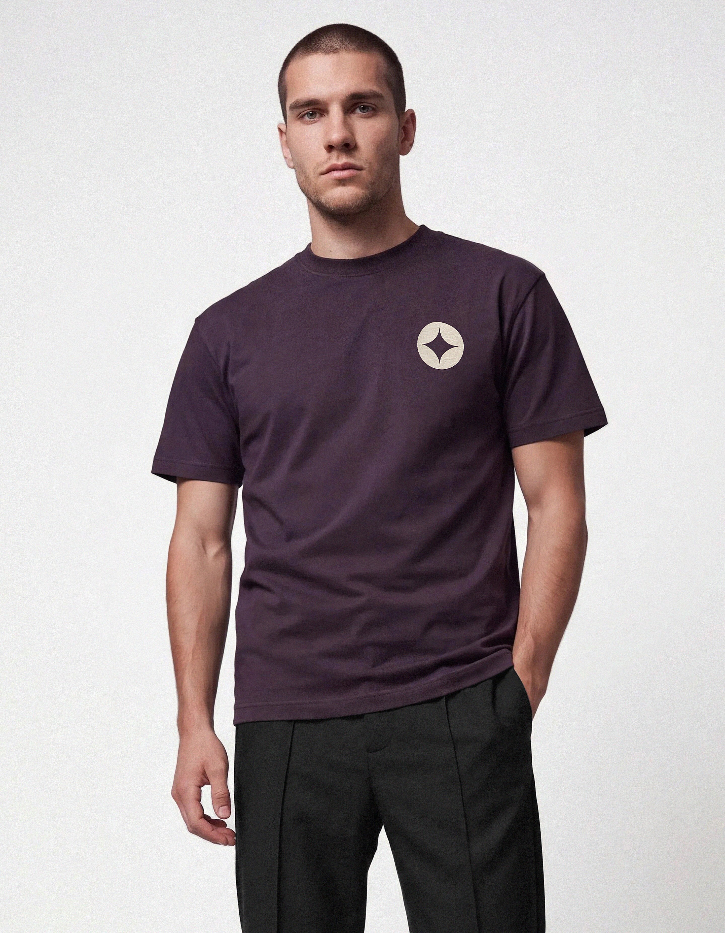 Crinkle Print T-shirt Donkerpaars SHOEBY MEN