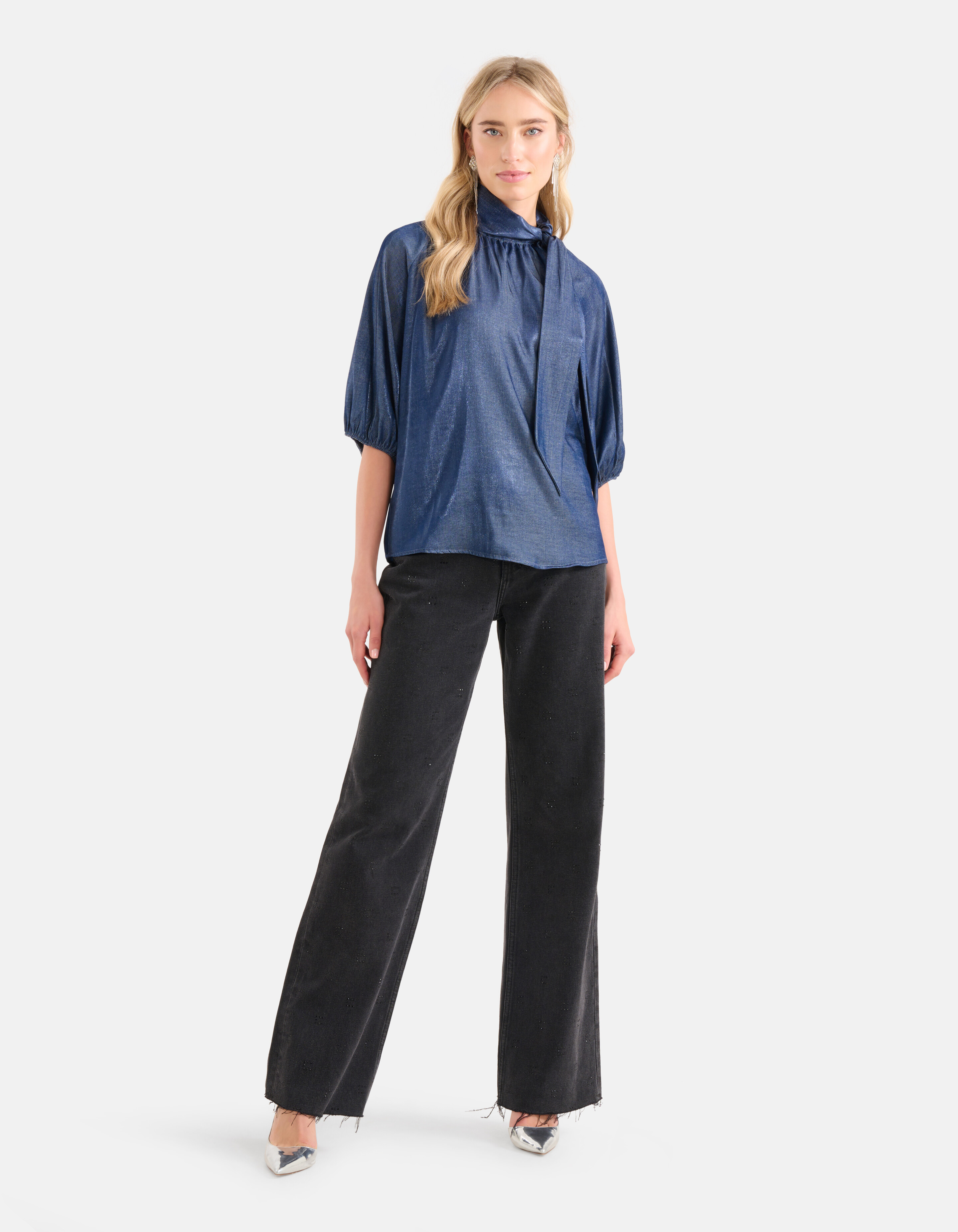Metallic Blouse Donkerblauw SHOEBY WOMEN