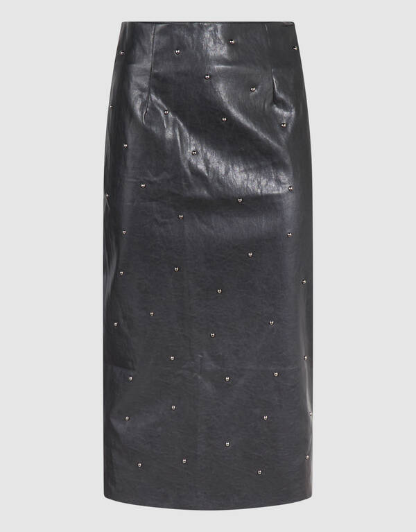 Studded Vegan Leren Maxi Rok Zwart By Mieke SHOEBY WOMEN