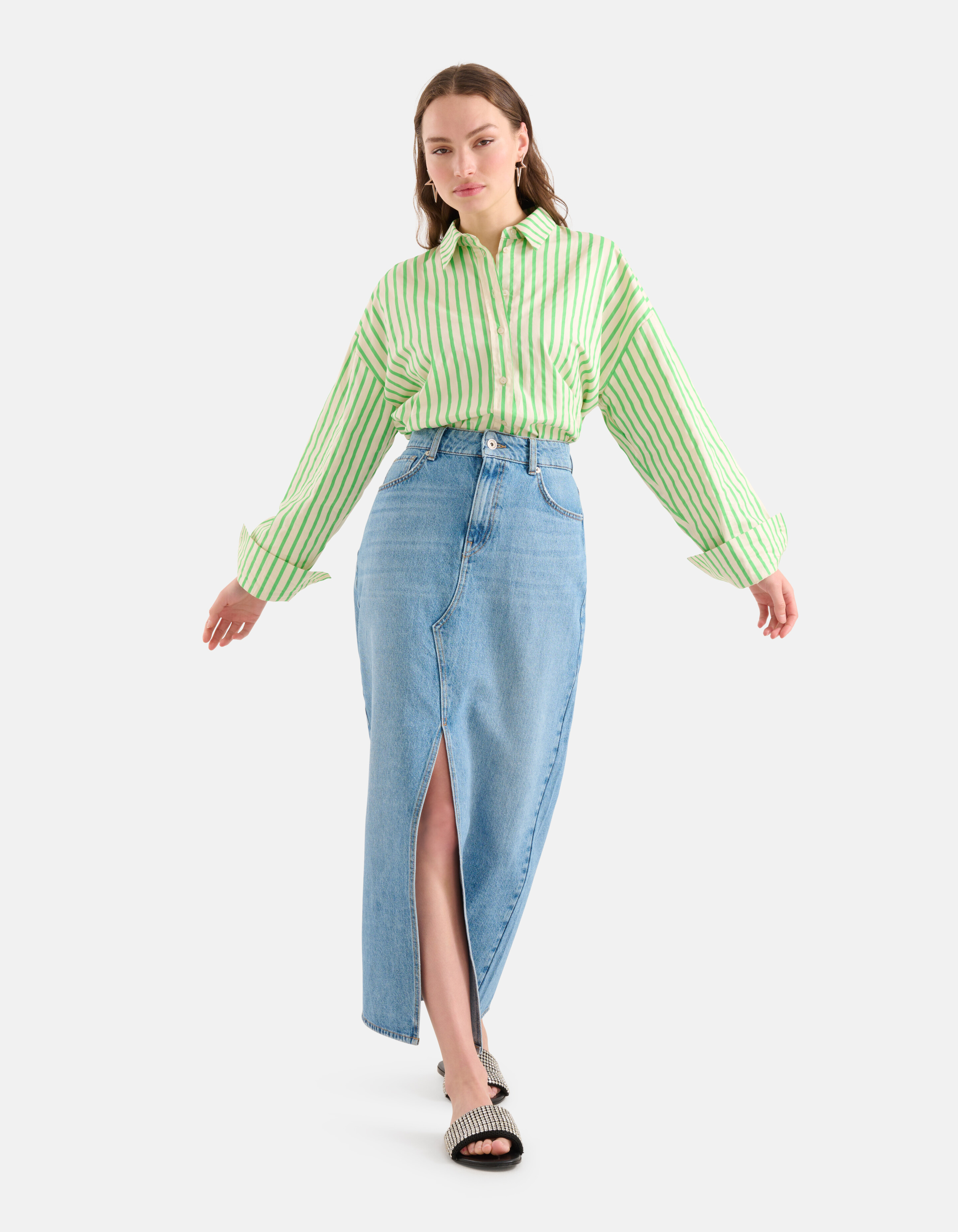 Denim Midi Rok Blauw SHOEBY WOMEN