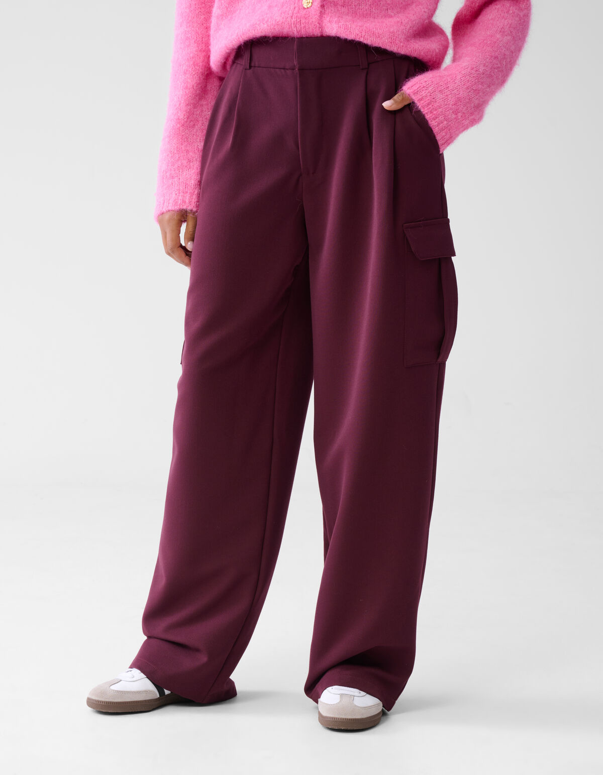 Cargo Wide Leg Broek Bordeaux SHOEBY WOMEN