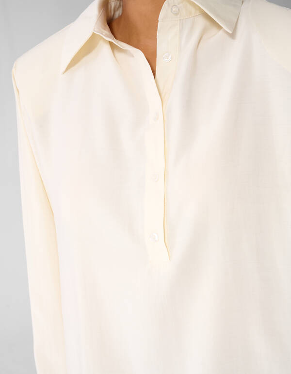 Soft Polo Blouse Ecru SHOEBY WOMEN