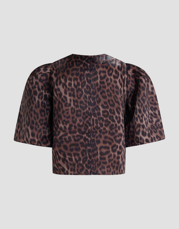 Puff Leopard Blouse Donkerbruin SHOEBY WOMEN