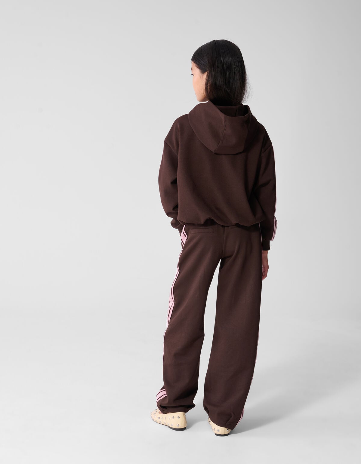 Tape Balloon Fit Hoodie Donkerbruin SHOEBY GIRLS
