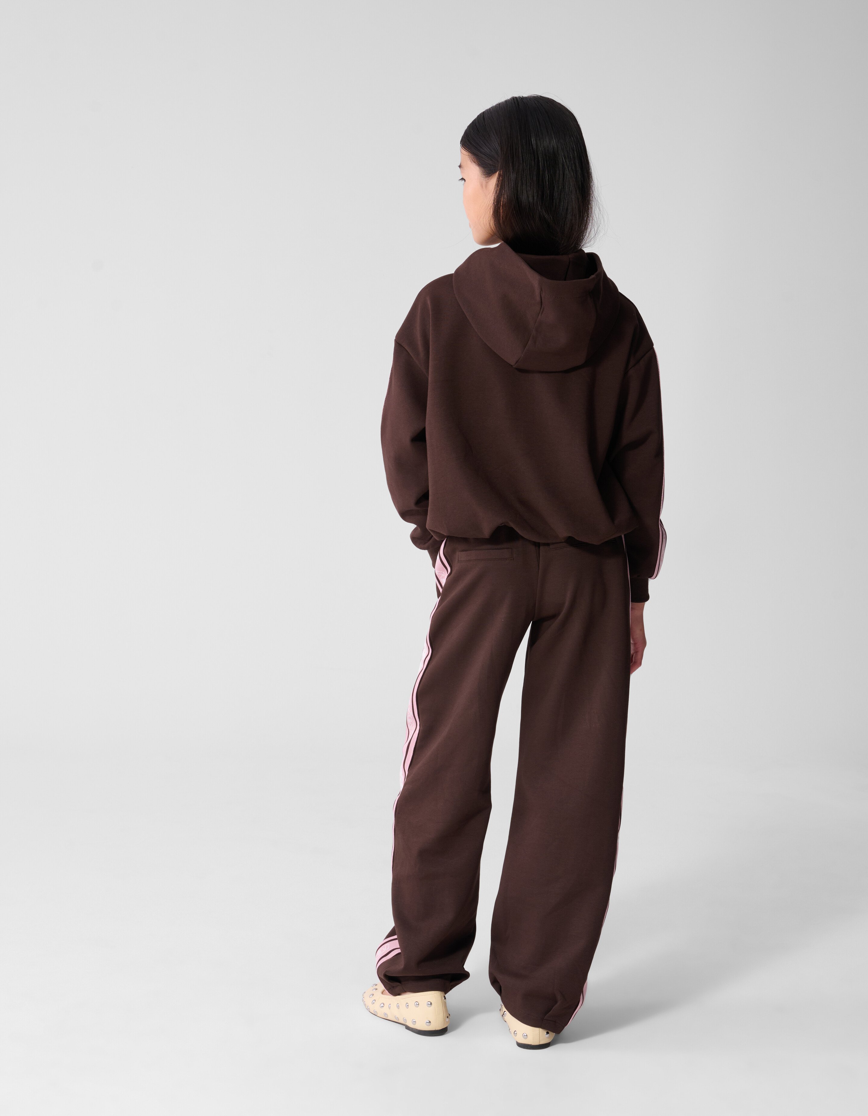 Tape Balloon Fit Hoodie Donkerbruin SHOEBY GIRLS