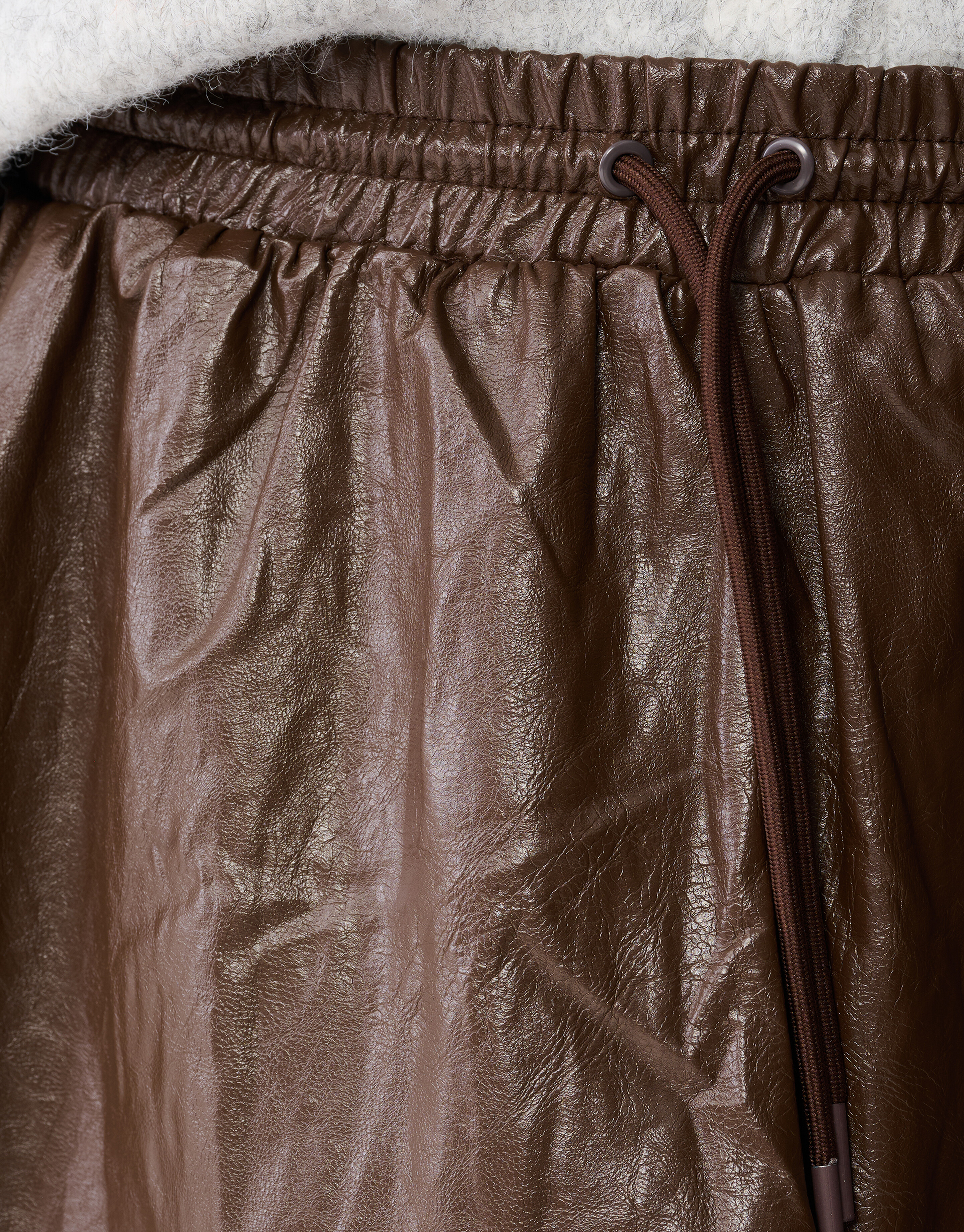 Vegan Leren Balloon Fit Mini Rok Bruin SHOEBY WOMEN