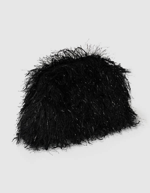 Feather Clutch Zwart SHOEBY ACCESSOIRES