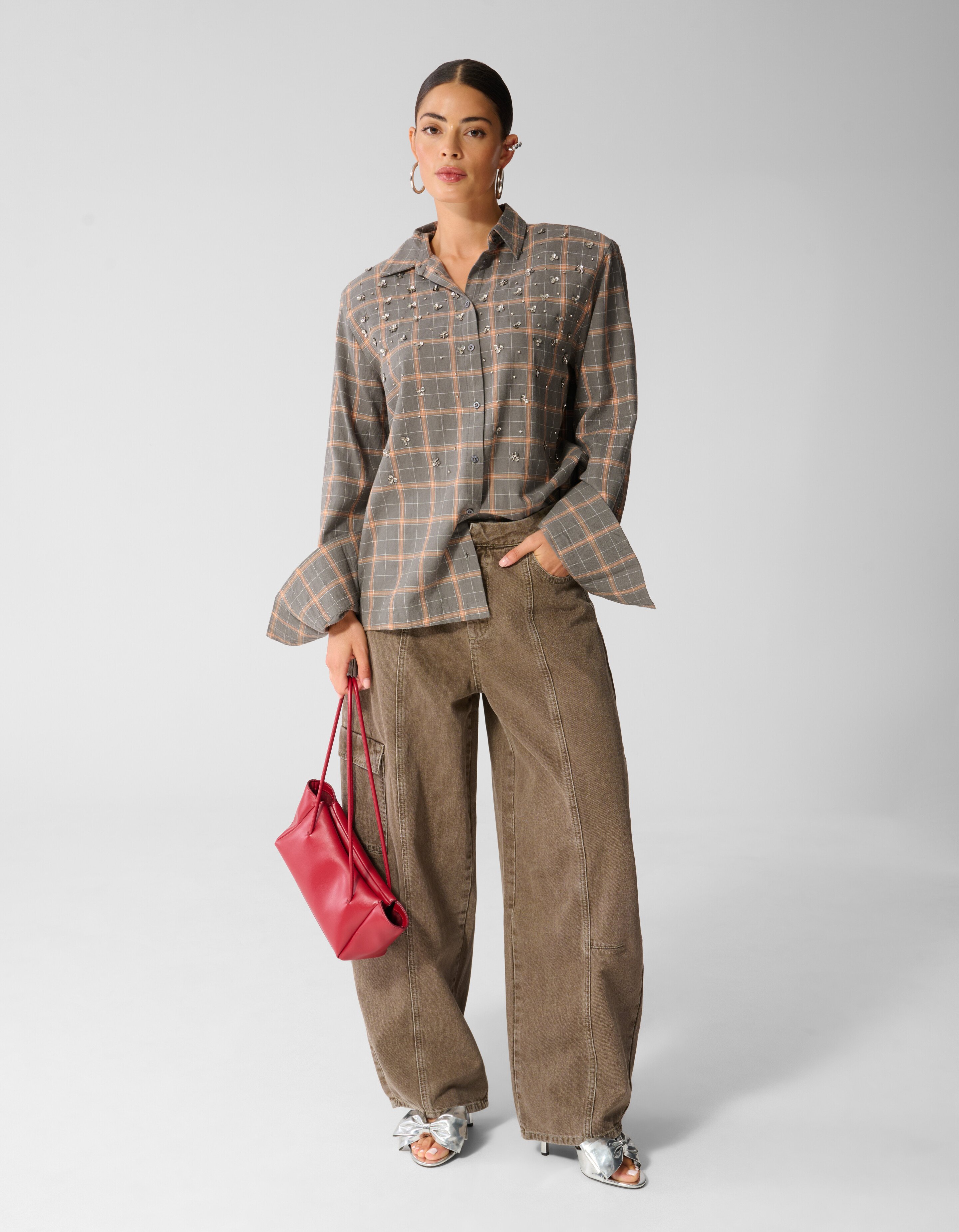 Cargo Barrel Fit Jeans Groen SHOEBY WOMEN