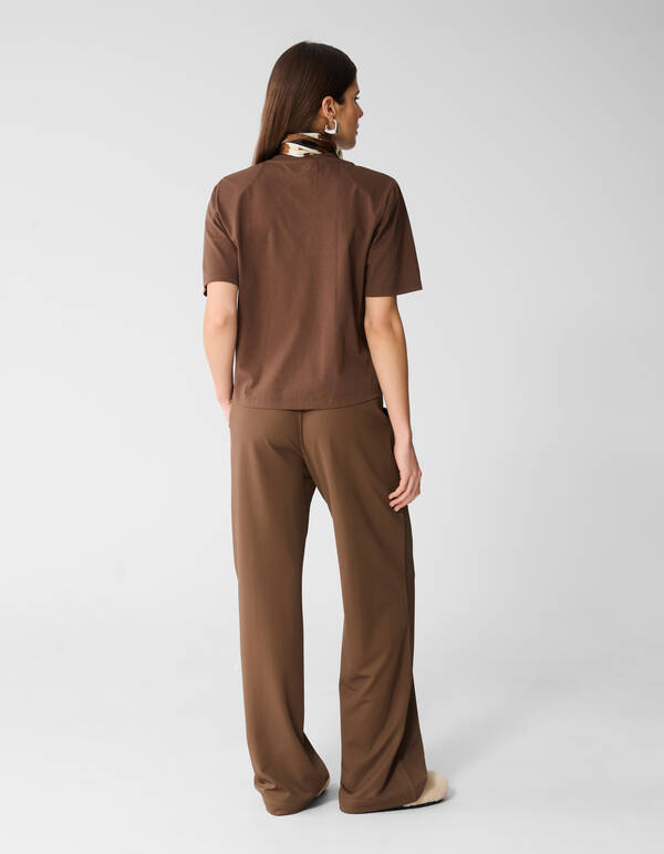 Basis Wide Leg Broek Bruin SHOEBY WOMEN