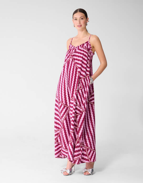 Wavy Printed Maxi Jurk Roze/Paars SHOEBY WOMEN