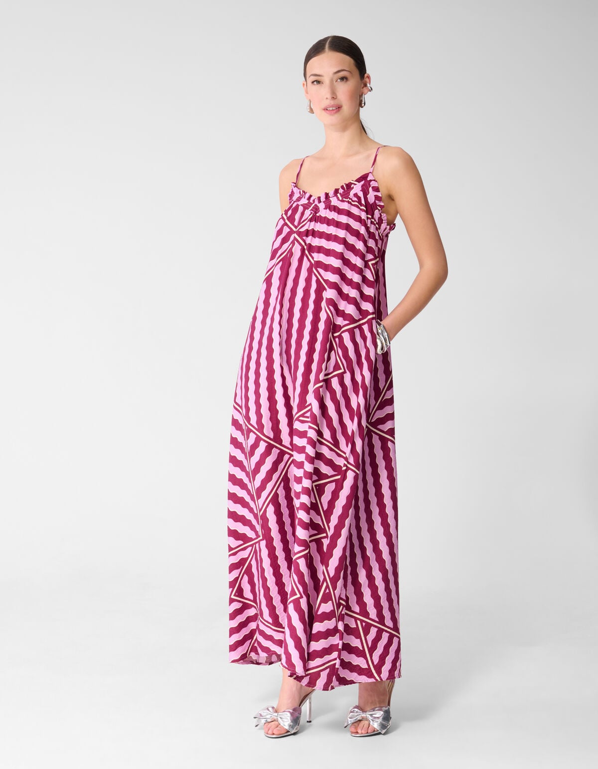 Wavy Printed Maxi Jurk Roze/Paars SHOEBY WOMEN